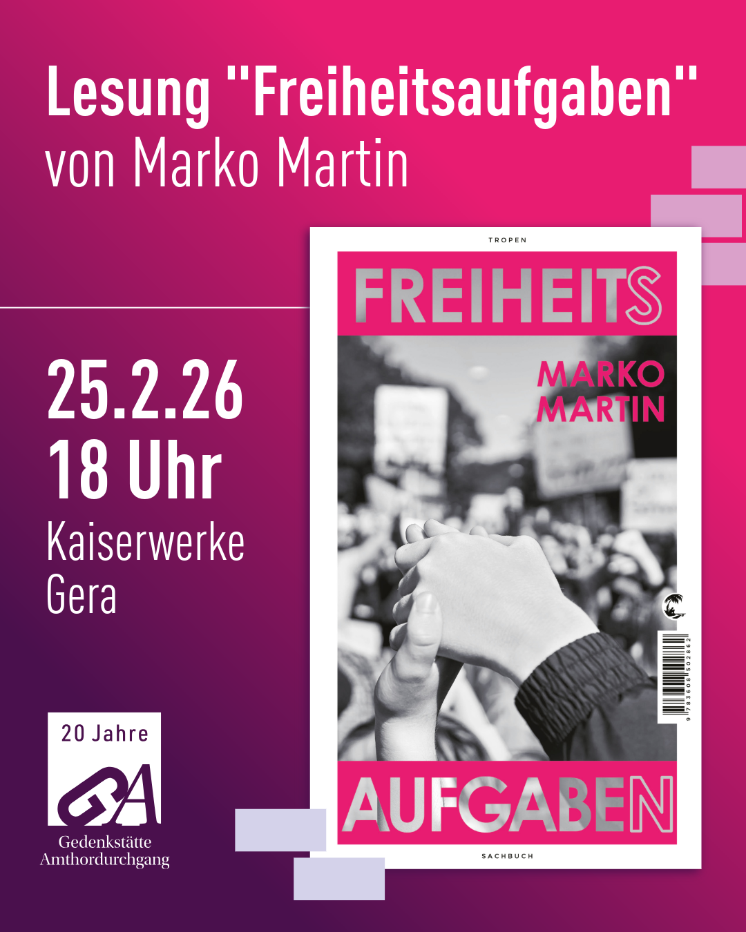 Lesung Freiheitsaufgaben von Marko Martin, 25.2.26